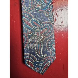 Bert PULITZER Blue paisley Print Vintage Silk Neck Tie Classic